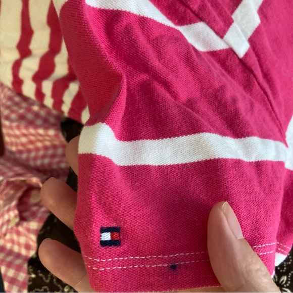 Tommy Hilfiger pink white polo shirt size L - Picture 6 of 8